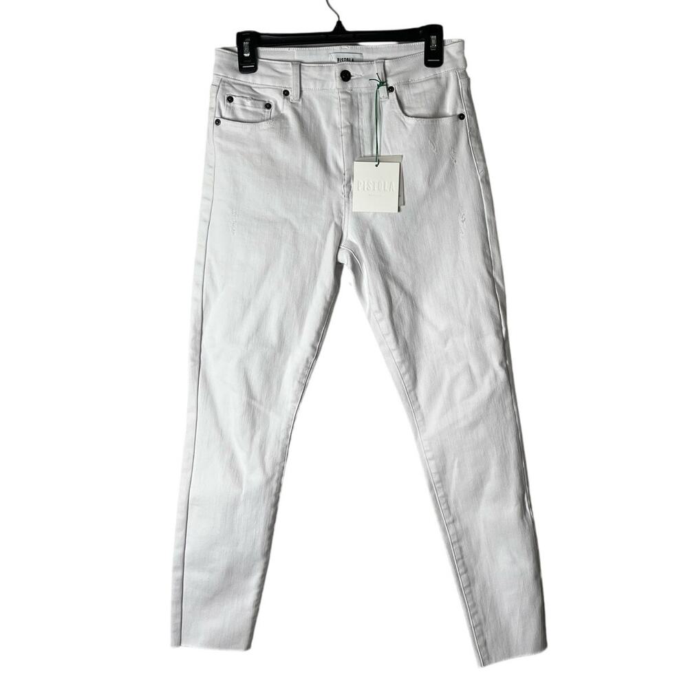 Pistola Polaraize White Raw Hem A Line High Rise Skinny Jeans NWT Size 29